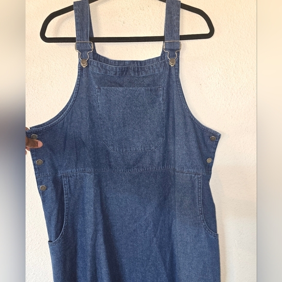 Westbound Denim Overall Dress Women Sz L Blue 6Button Pockets Chambray - Picture 8 of 11